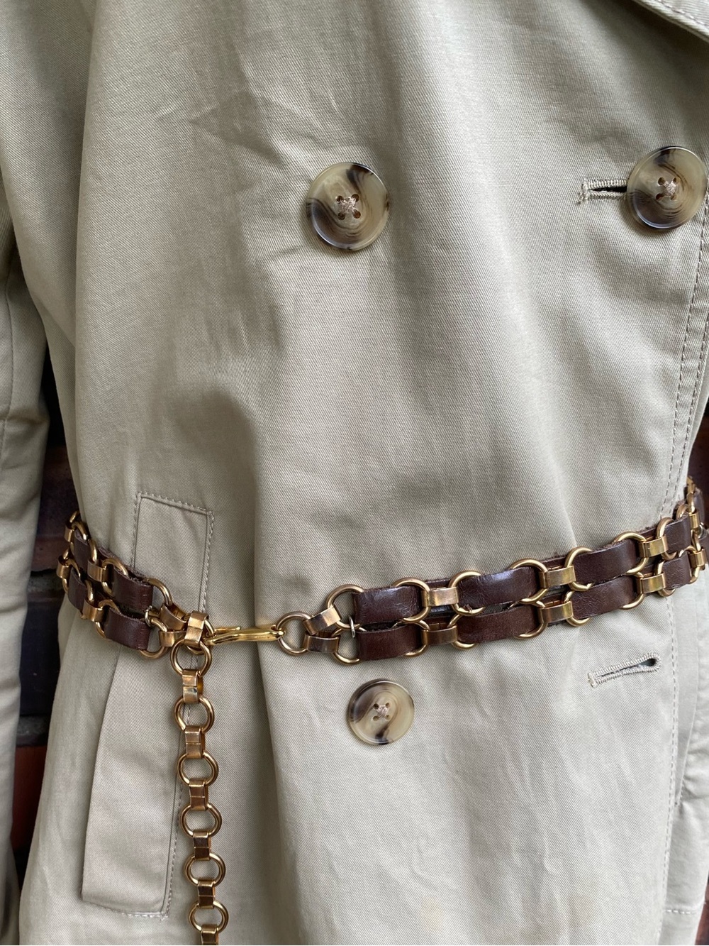 Vintage Chain/Leather Belt, 38”